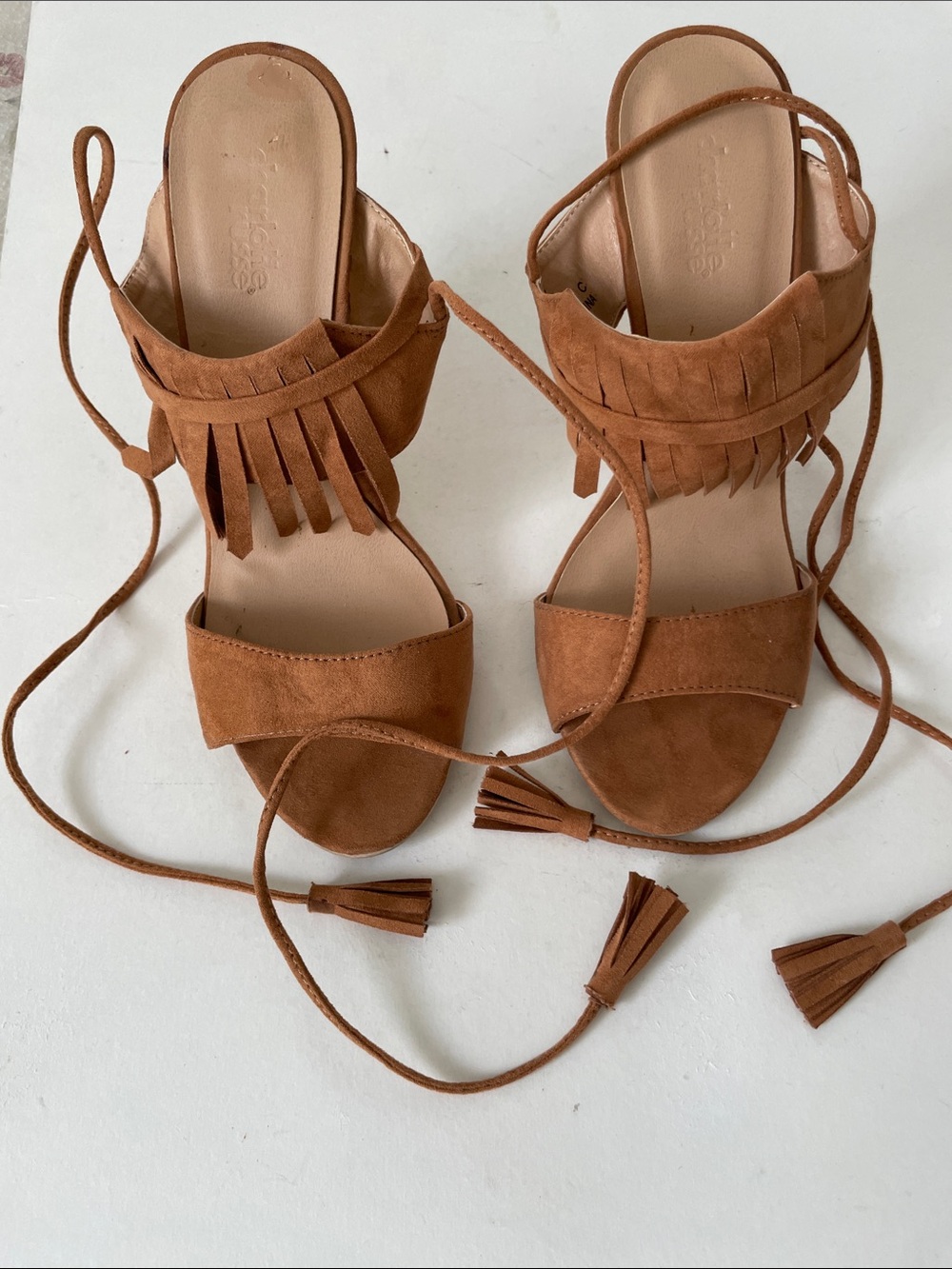 Charlotte Russe Women's Fringe Lace-Up Sandals